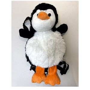 Kids penguin soft plush animal backpack with detachable leash